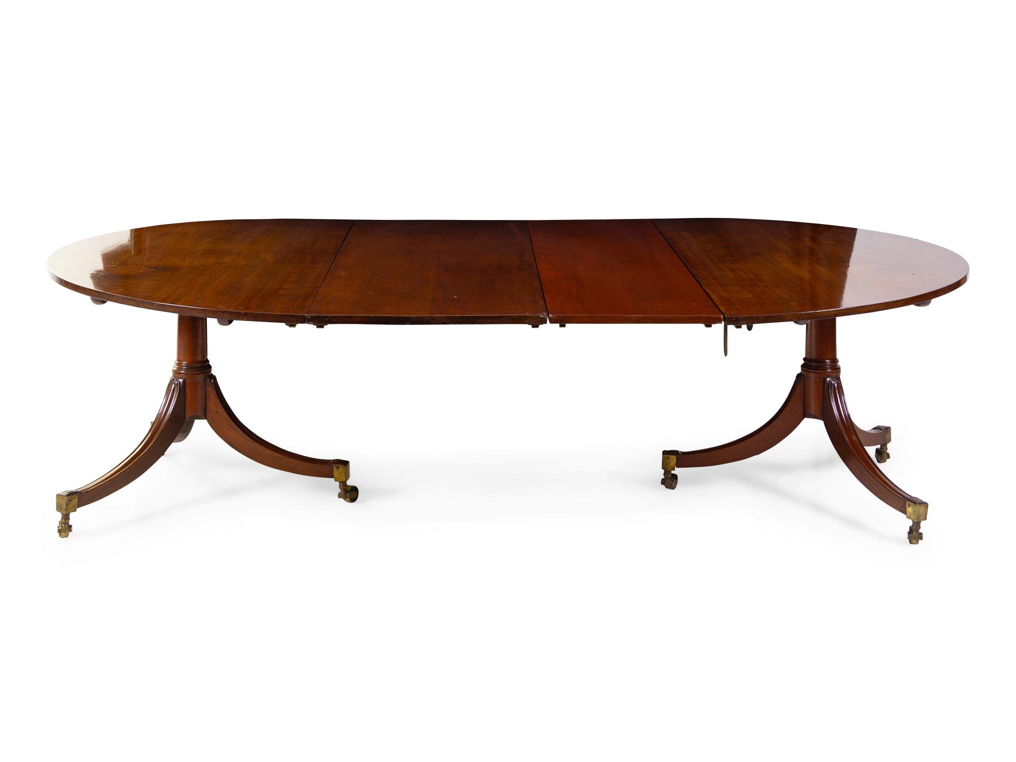 A Regency Mahogany Twin-Pedestal Dining Table