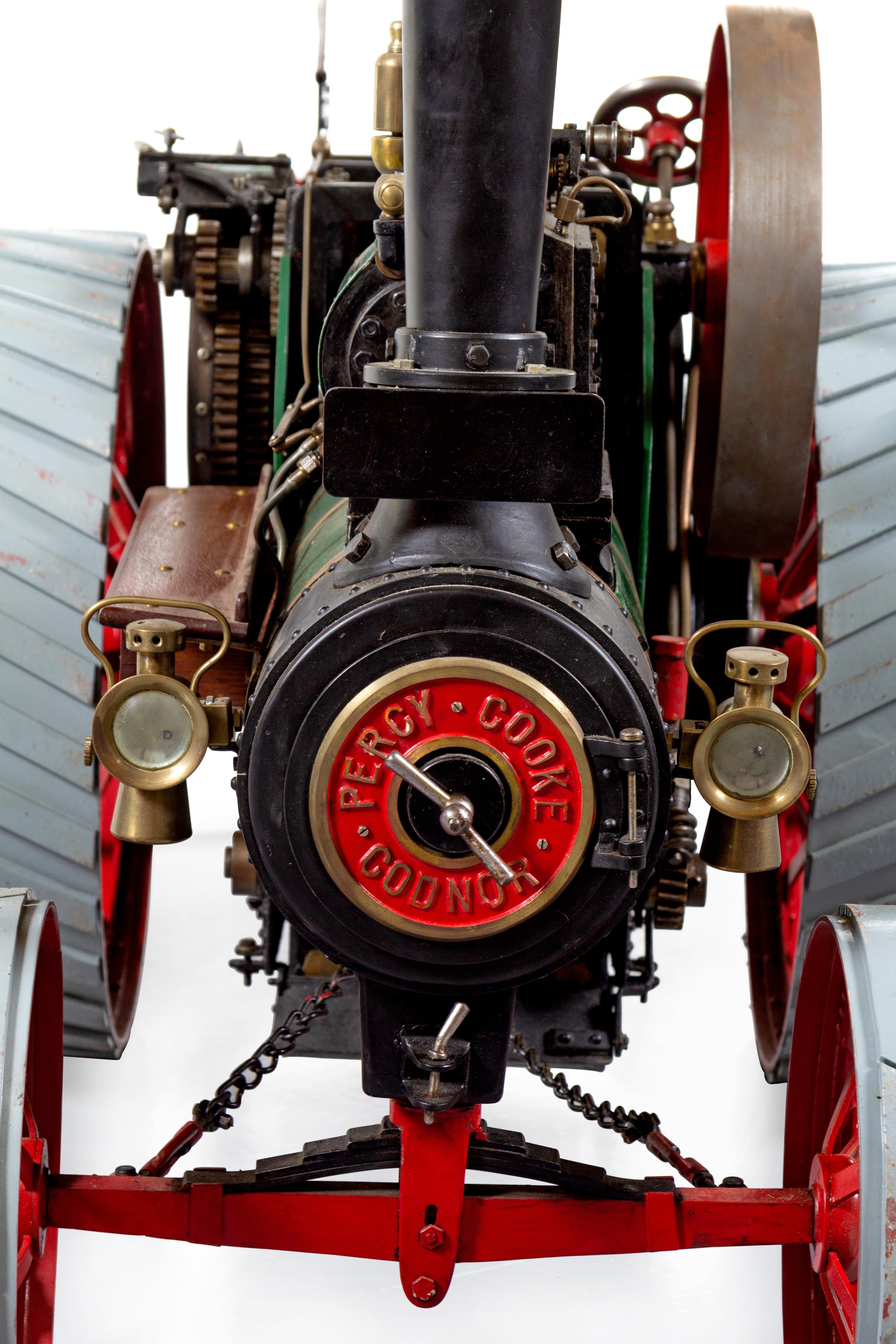 A Painted Metal Percy, Cooke & Codnor Live-Steam Tractor Scale Model