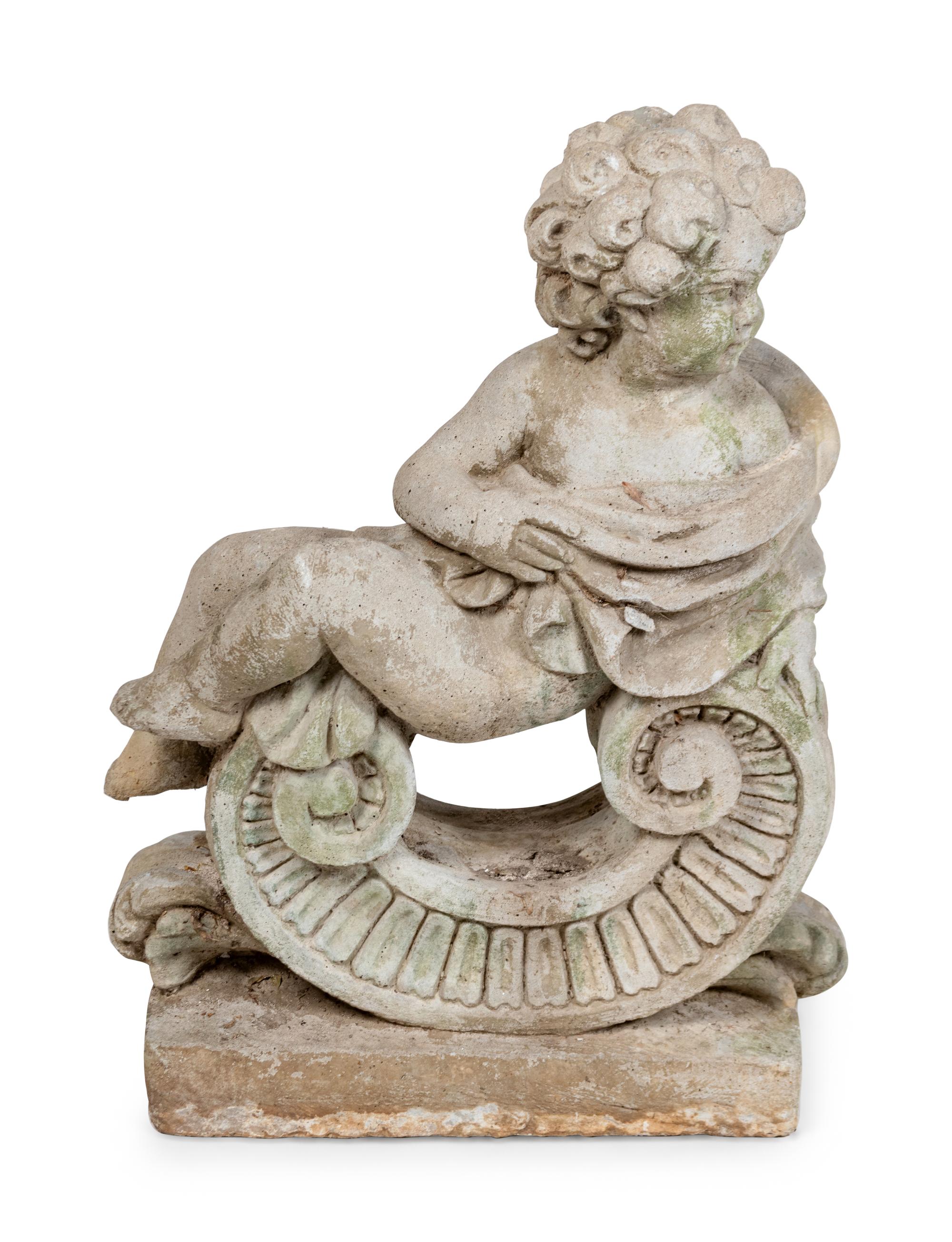 A Cast Stone Garden Cherub
