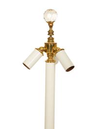 A Pair of Gilt Metal Mounted Cut Glass Candlesticks Mounted as Lamps