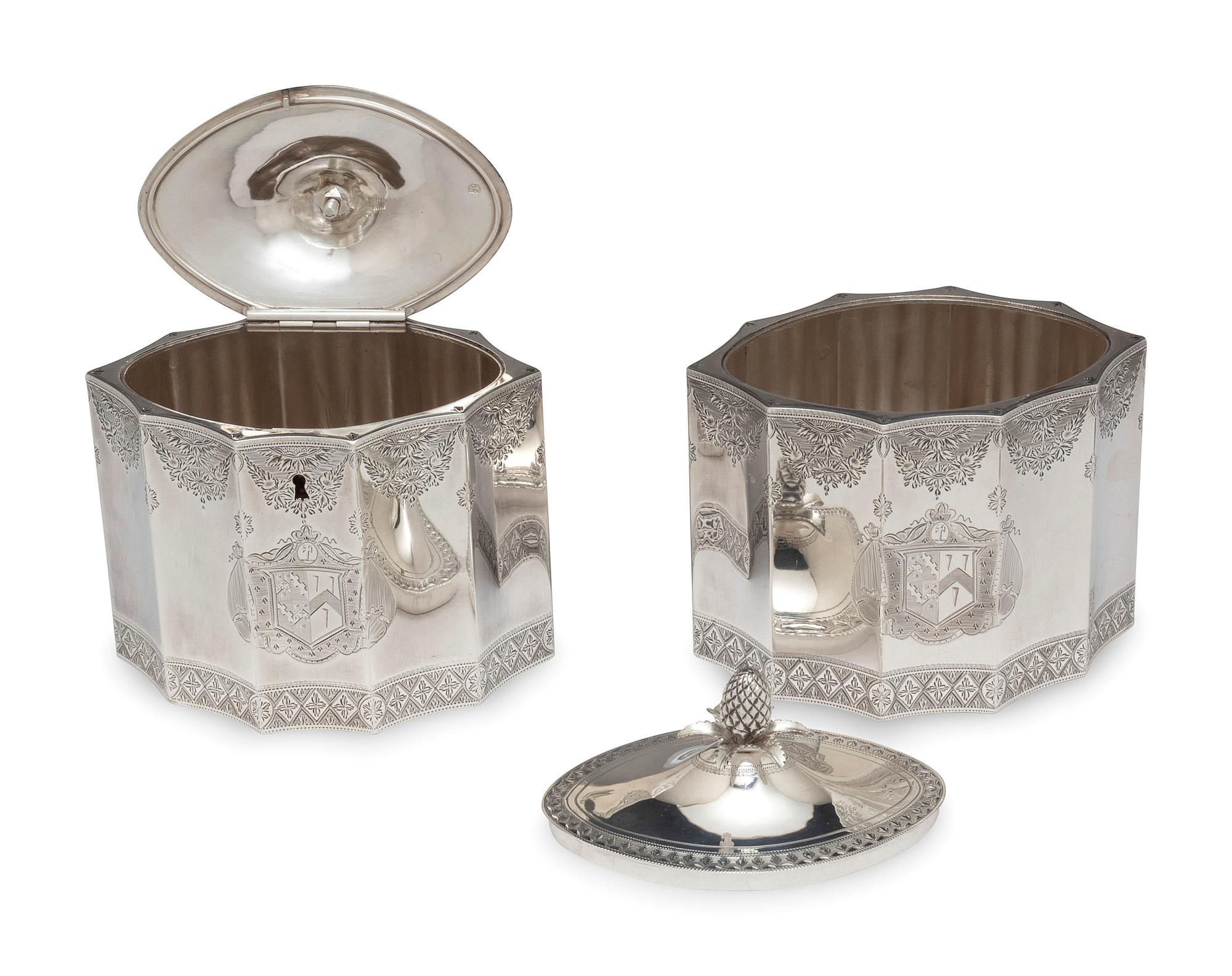 A Pair of George III Silver Tea Caddies