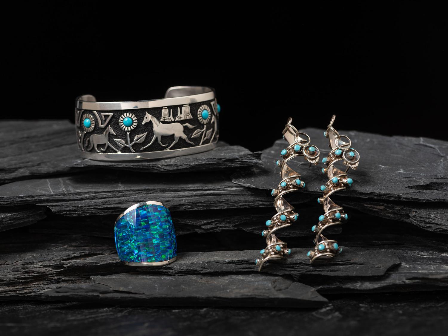 Sterling Silver and Turquoise Cuff Bracelet, PLUS