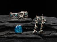 Sterling Silver and Turquoise Cuff Bracelet, PLUS