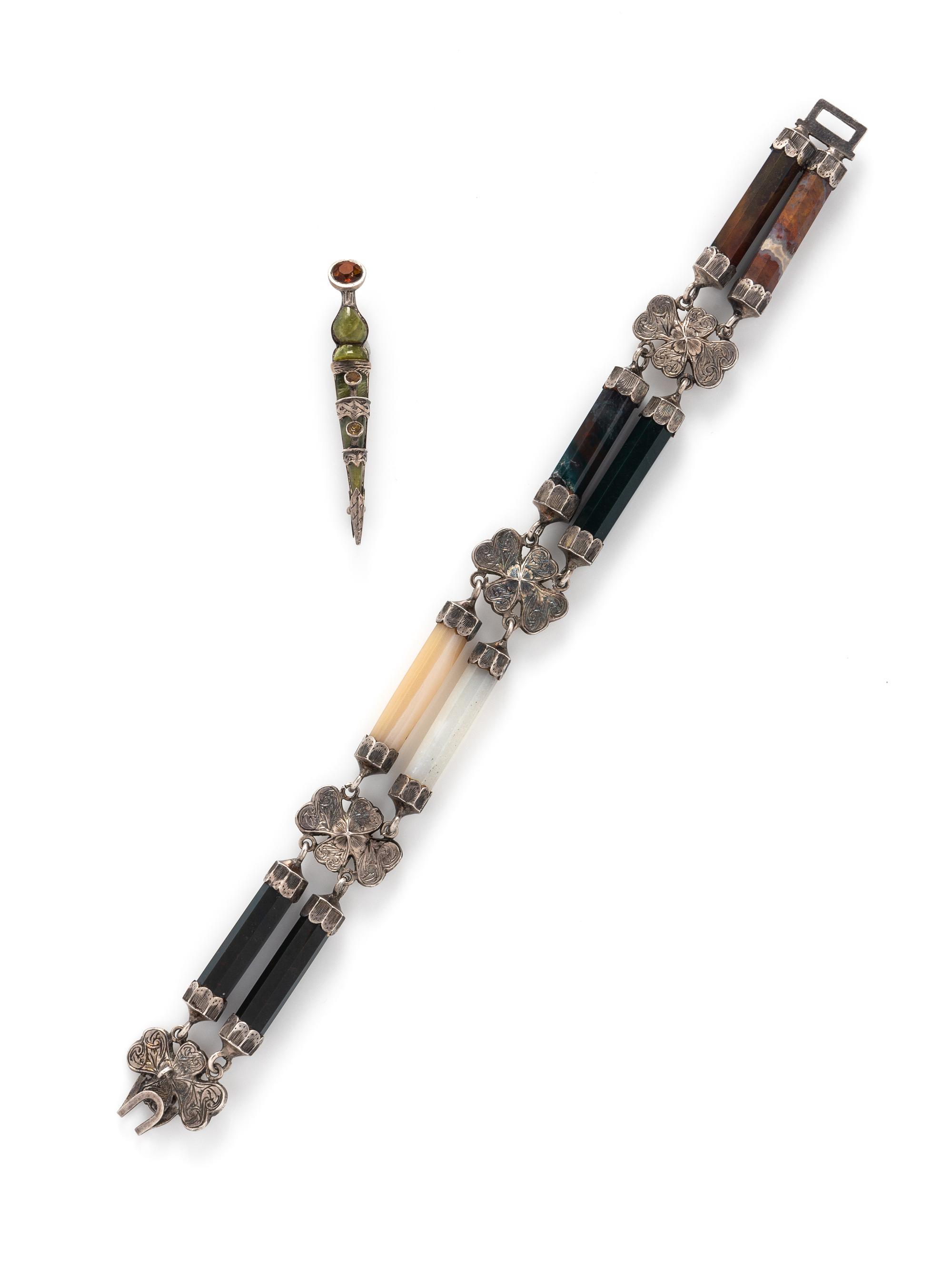 COLLECTION OF SCOTTISH AGATE JEWELRY