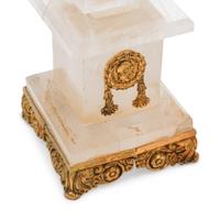 A Pair of Rock Crystal and Gilt Bronze Mounted Obelisks
