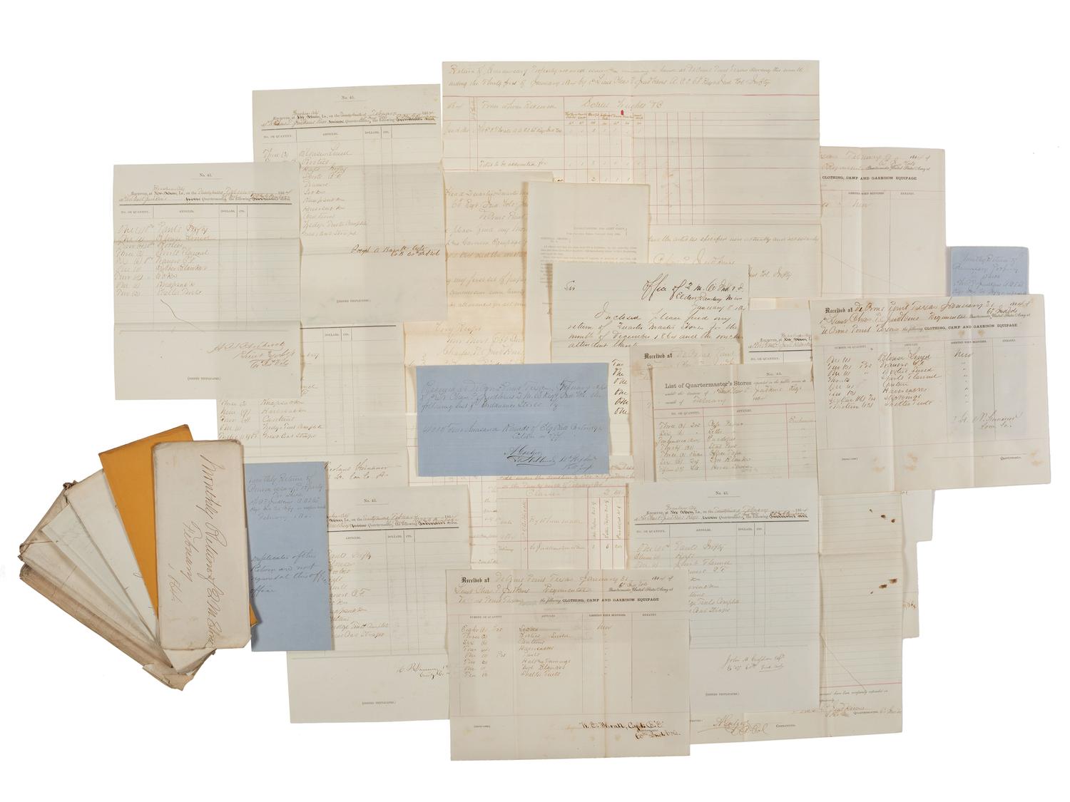 [CIVIL WAR]. Large collection of forms and other documents associated with the 60th Indiana Volunteers.