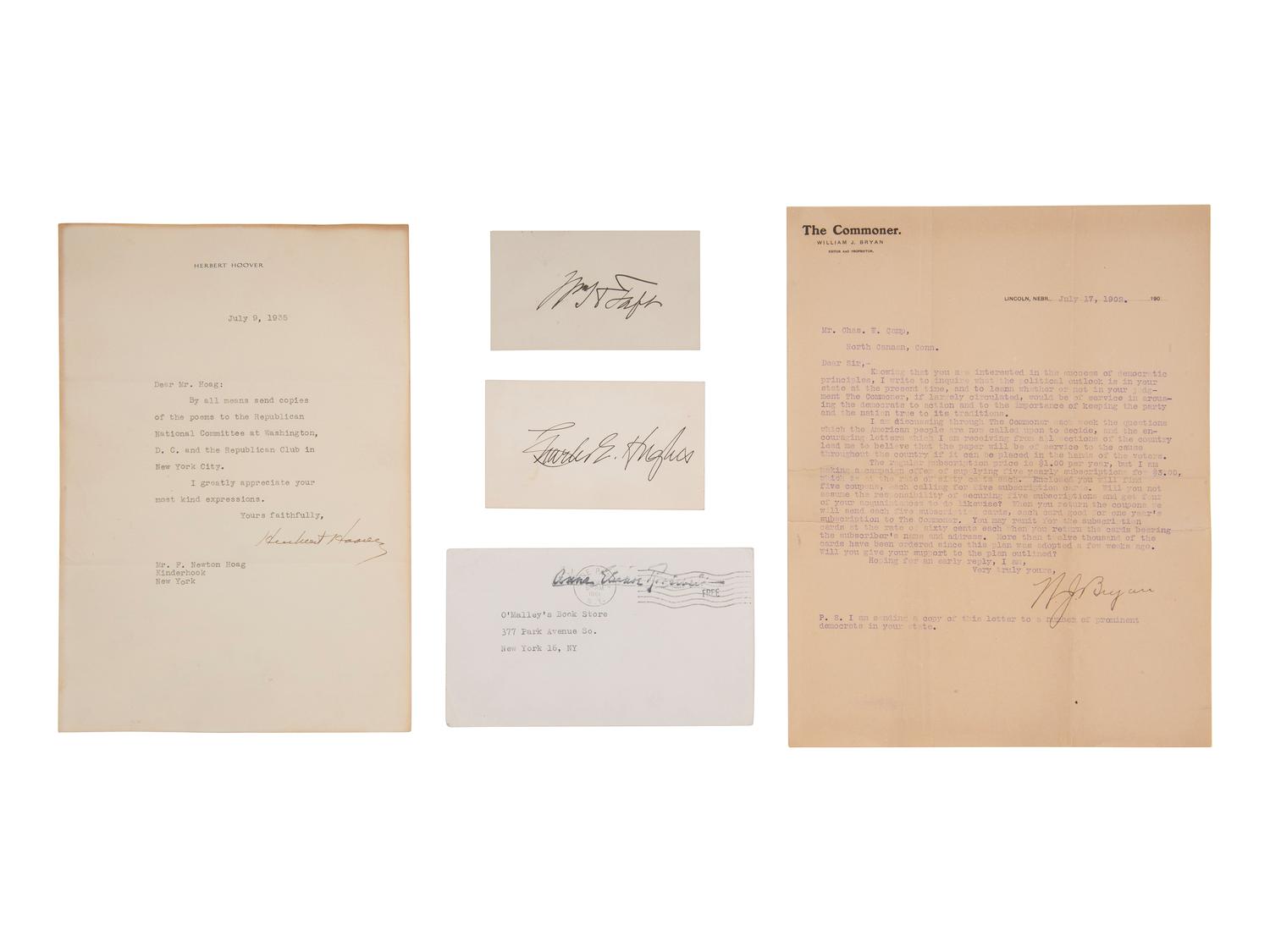 [POLITICS]. A group of 7 letters and signatures, comprising: