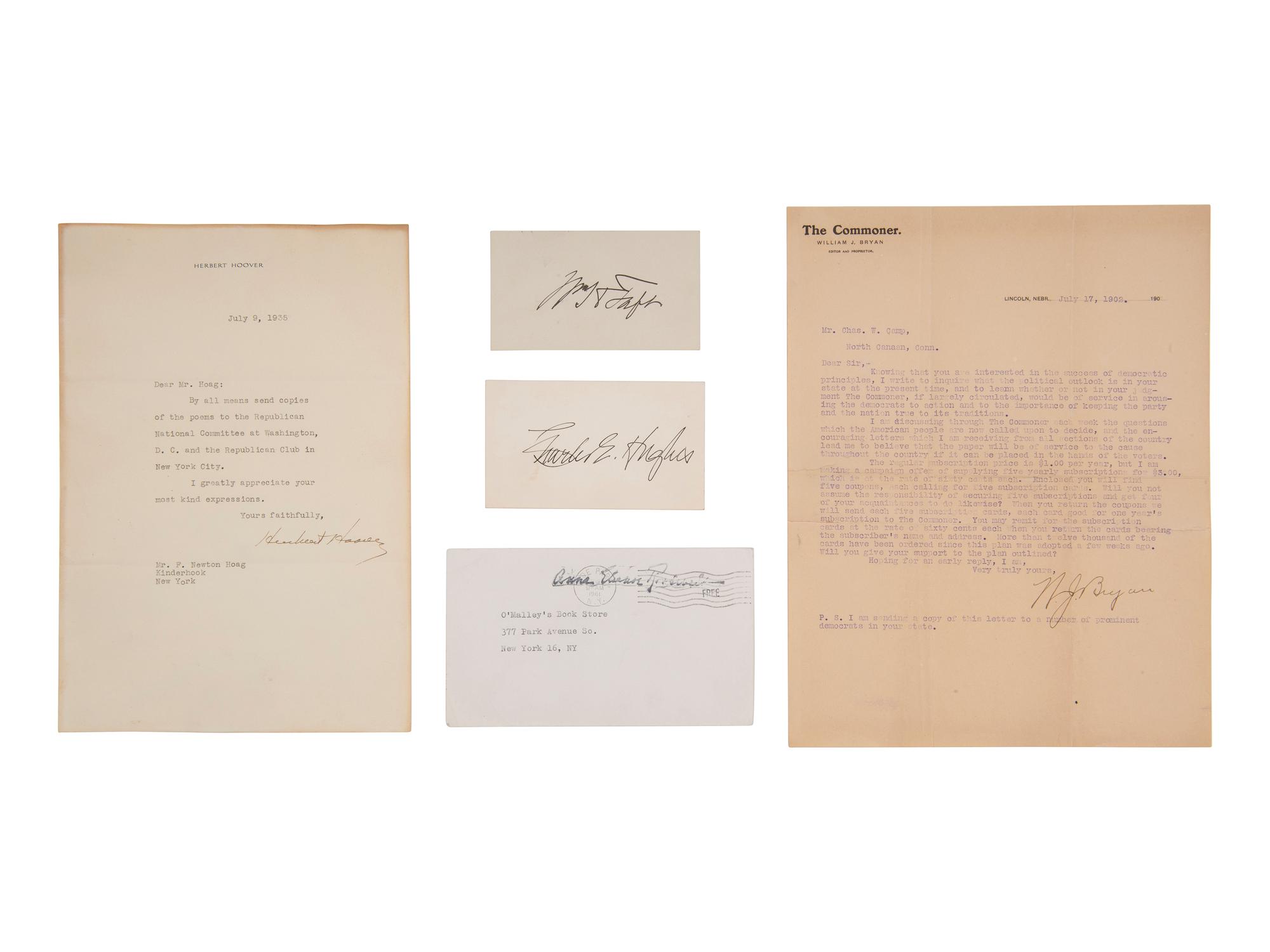 [POLITICS]. A group of 7 letters and signatures, comprising: