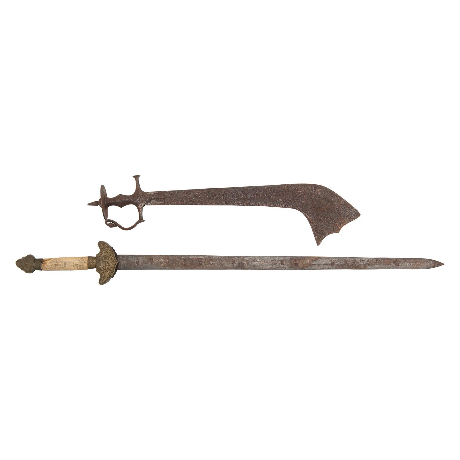 Lot of 2 Ethnographic Swords Including: Nepalese Kora and Chinese Jian