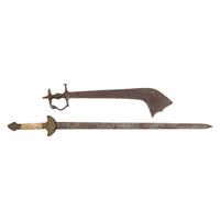 Lot of 2 Ethnographic Swords Including: Nepalese Kora and Chinese Jian