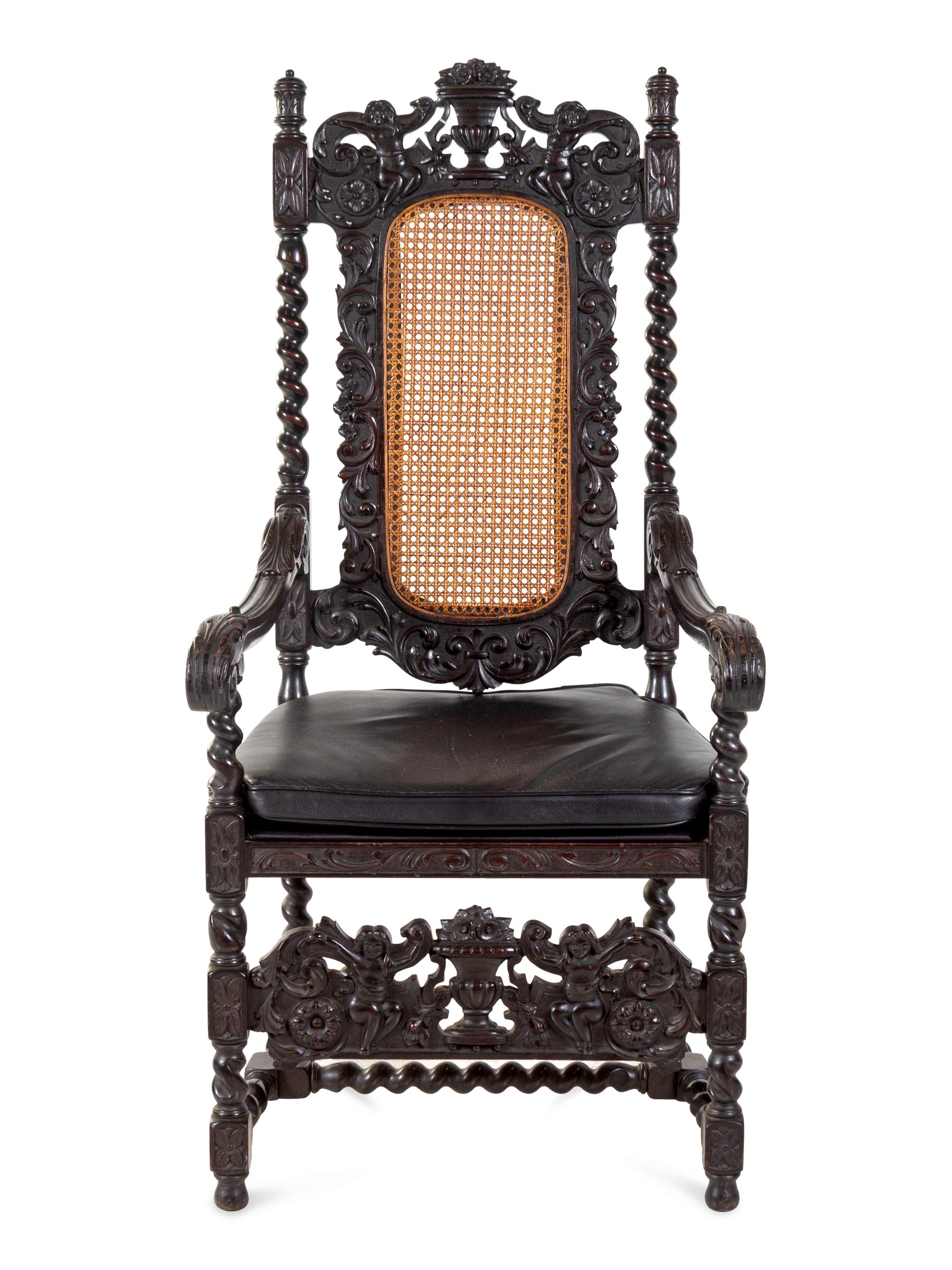 A Renaissance Revival Carved Mahogany Armchair