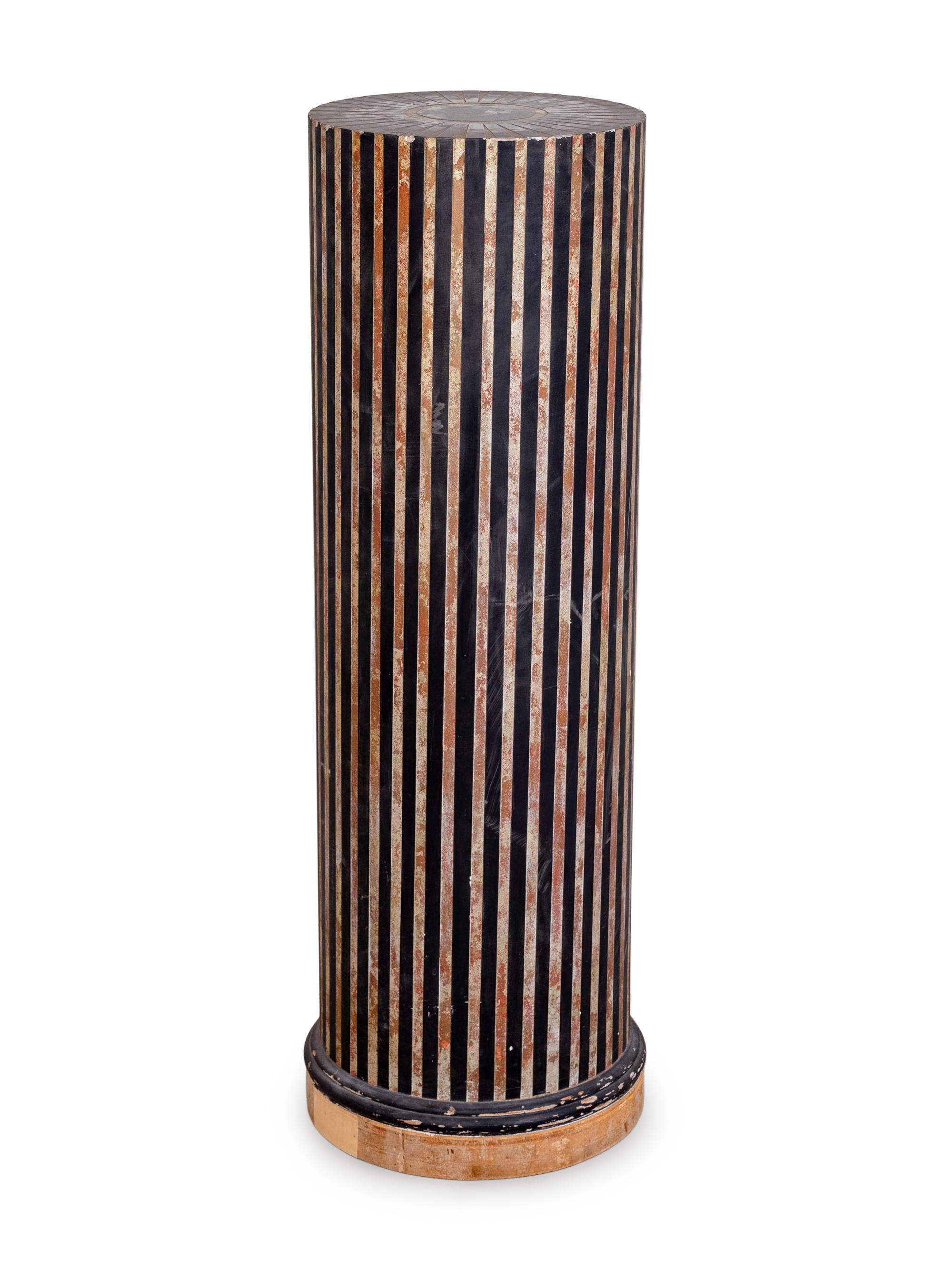 A Neoclassical Style Polychromed Cylindrical Pedestal — 20TH CENTURY