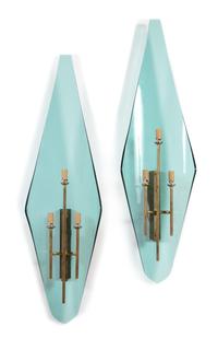 Fontana Arte, Italy, c.1955, a pair of three-light sconces