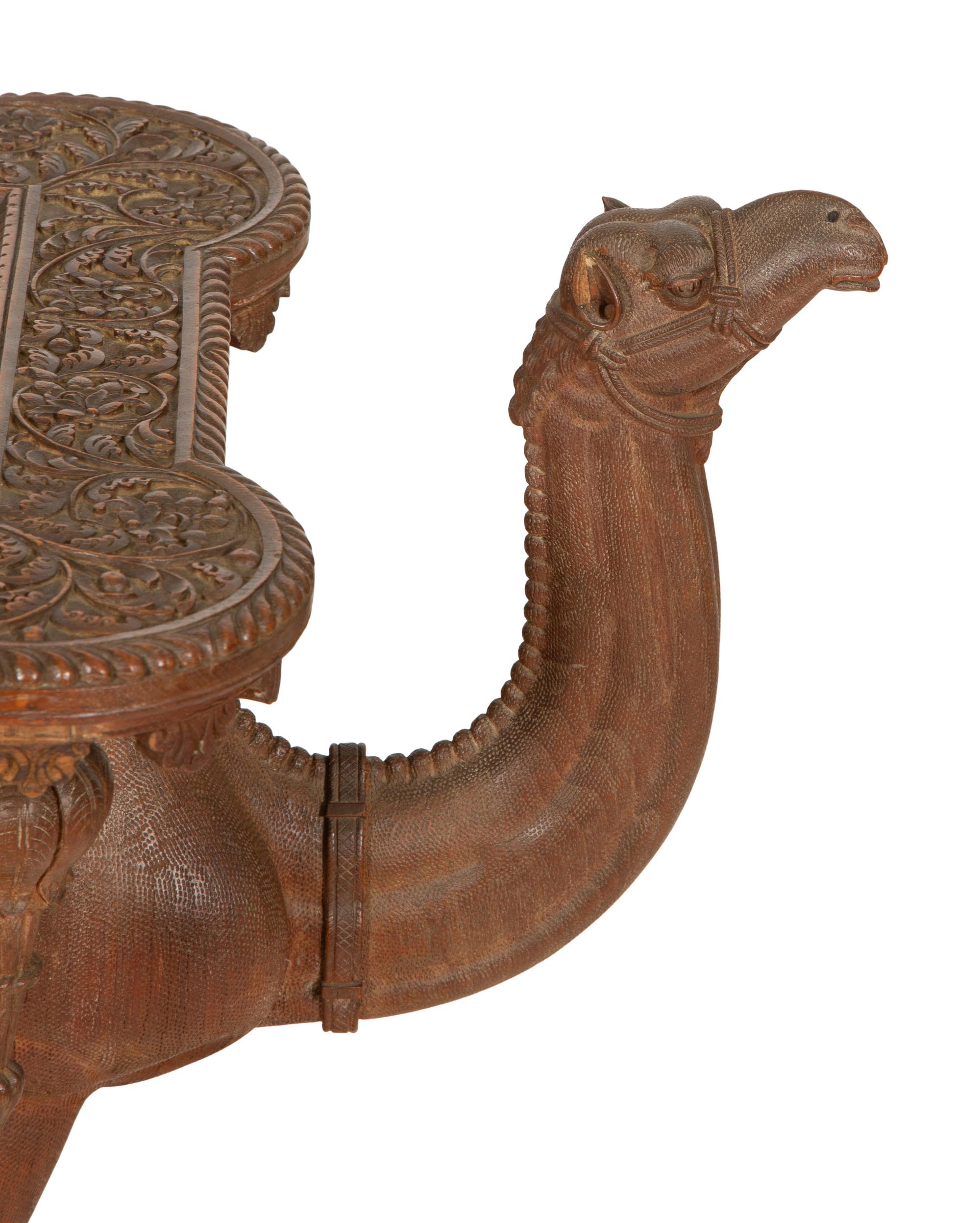 A Middle Eastern Carved Oak Camel-Form Side Table