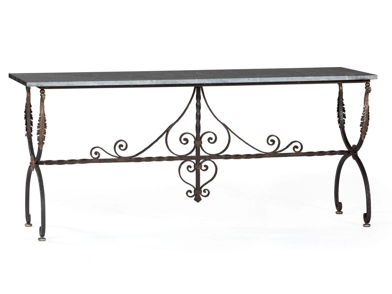 An Empire Revival Iron and Marble Top Console Table