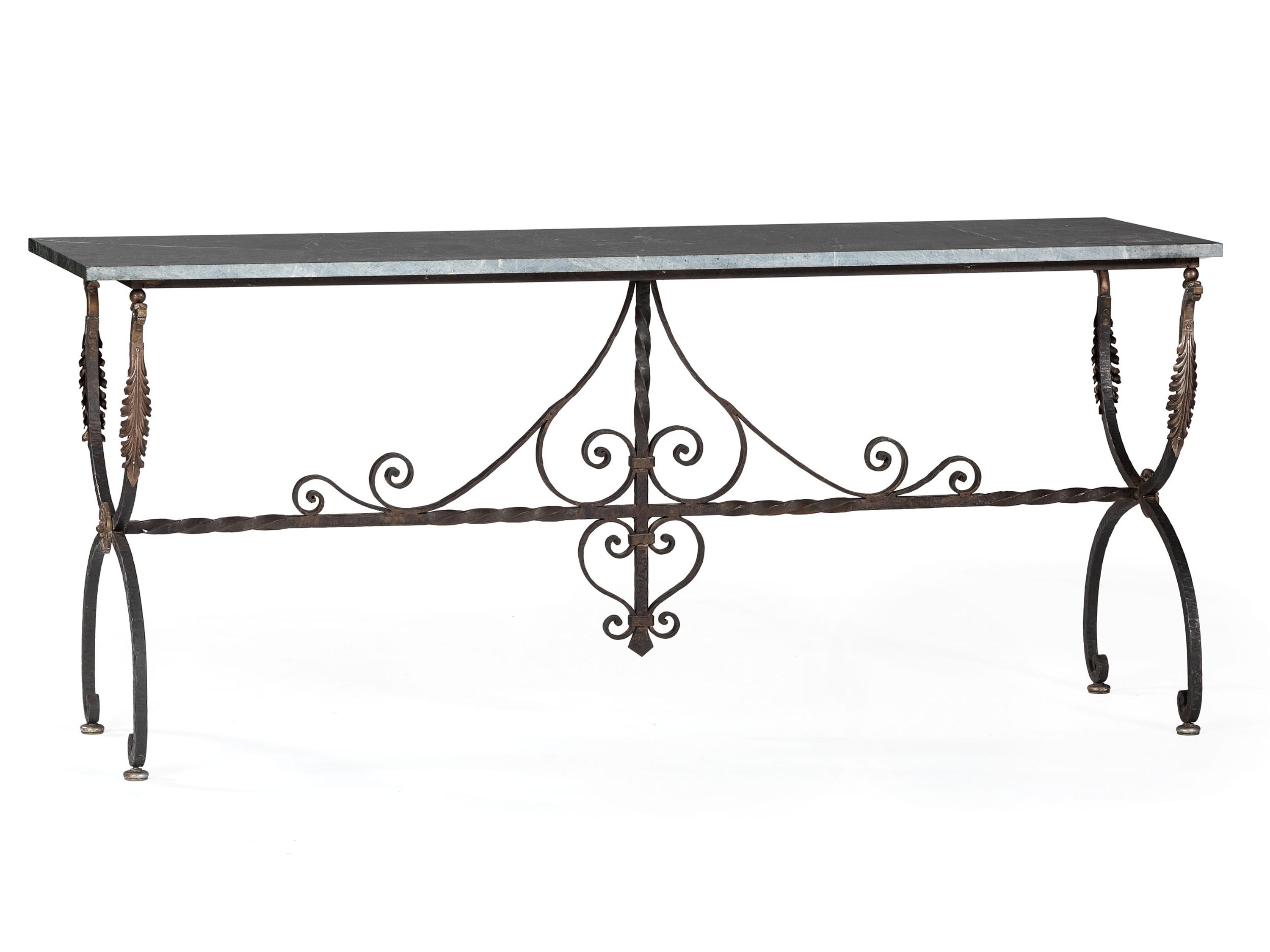 An Empire Revival Iron and Marble Top Console Table