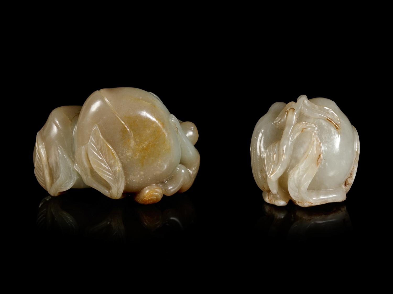 Two Chinese Jade Carvings of Fruits and Animals