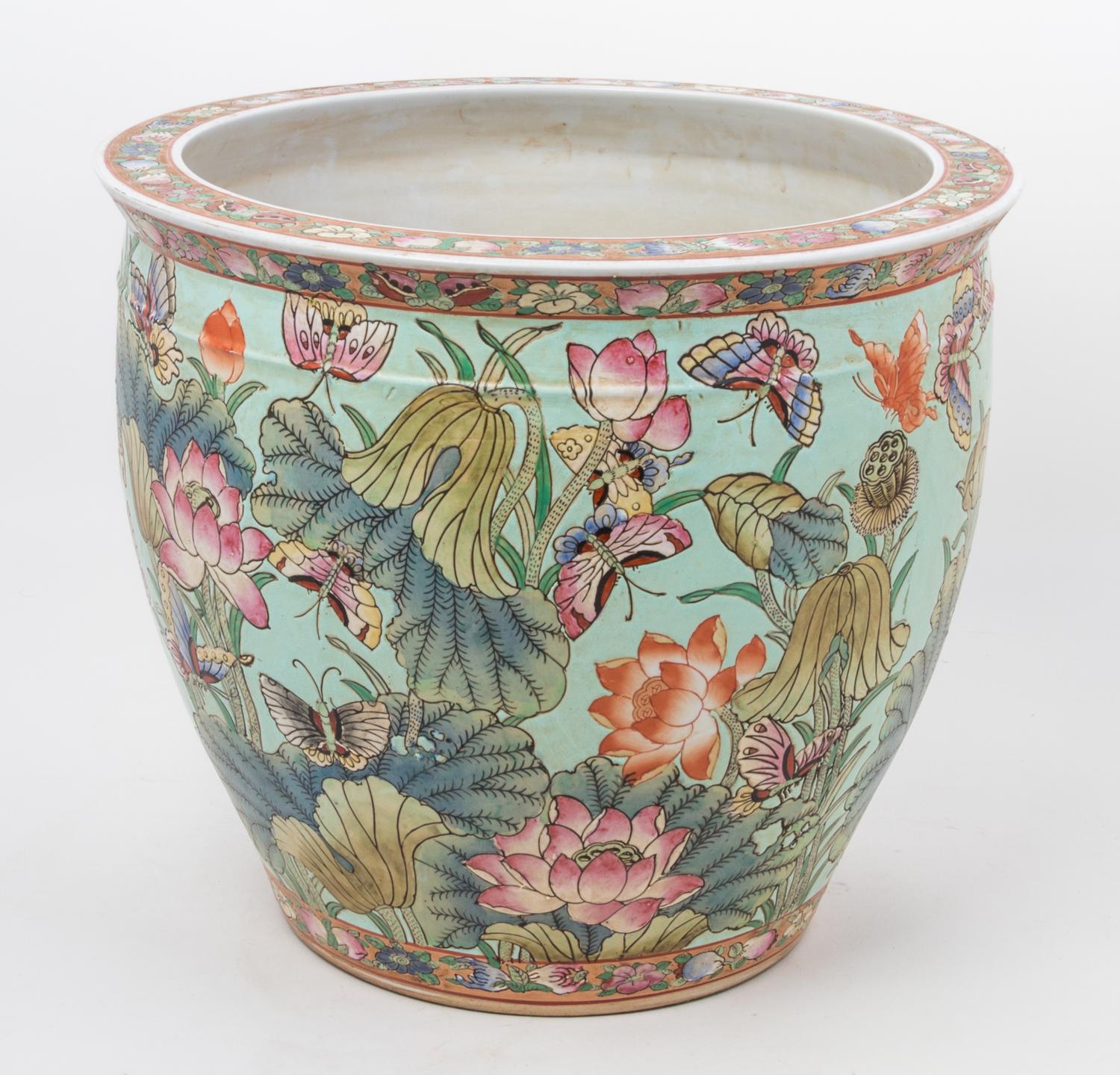 A Large Chinese Famille Rose Porcelain Jar Height 14 inches.