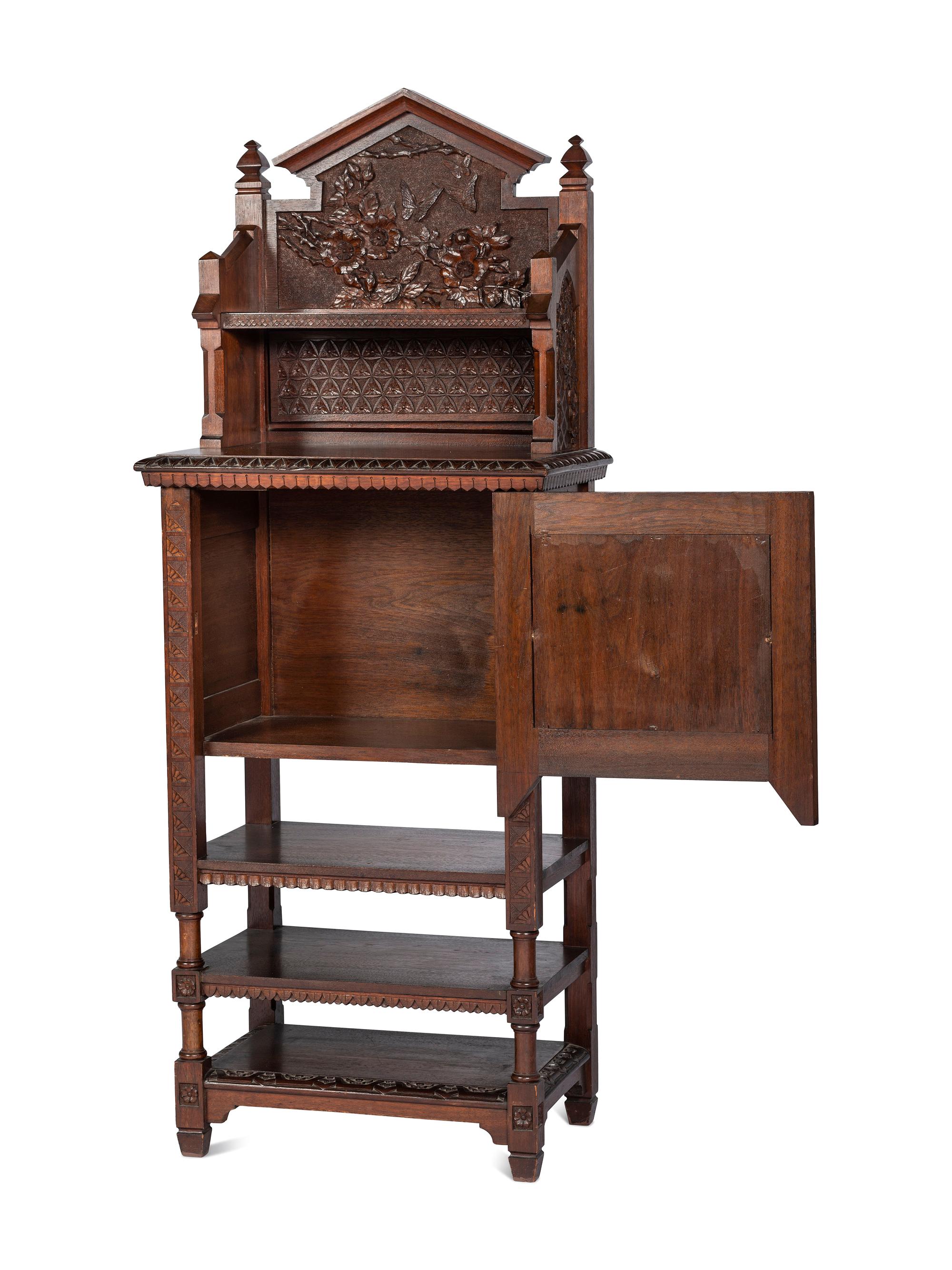 with carved floral and butterfly motifs