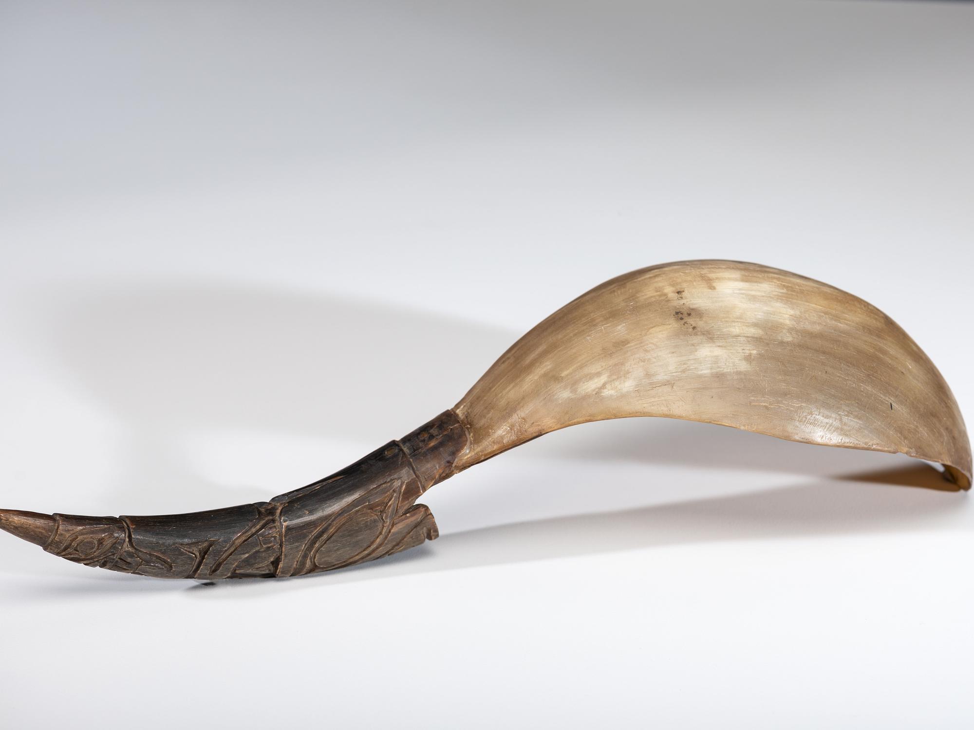 Northwest Coast Carved Horn Feast Ladle