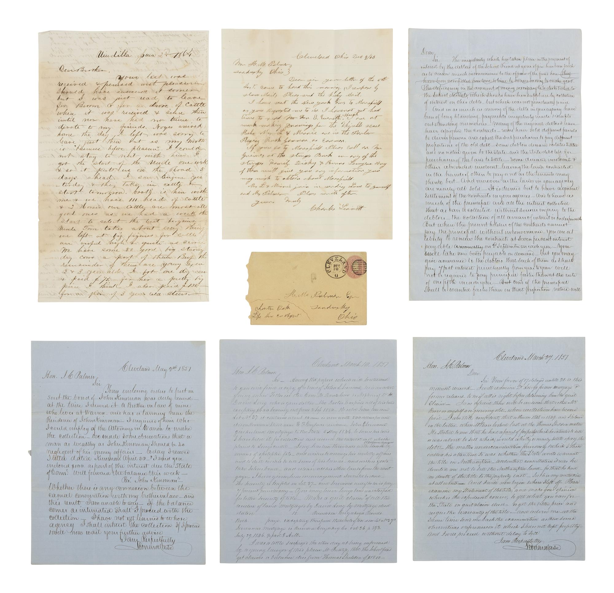 [CIVIL WAR]. The Palmer family archive discussing politics, Civil War substitutes, and business matters, 1850-1868.