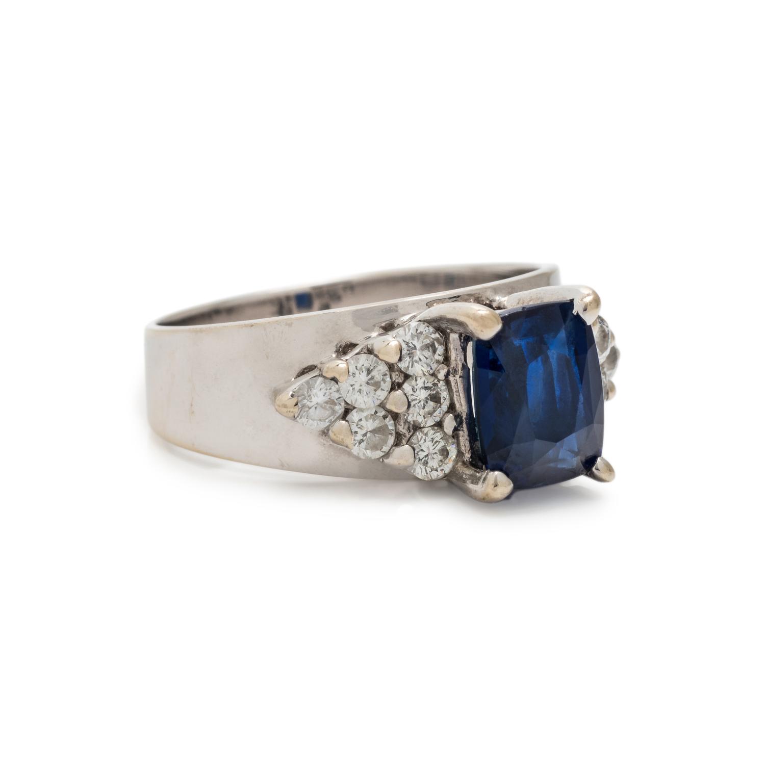 SYNTHETIC SAPPHIRE AND DIAMOND RING