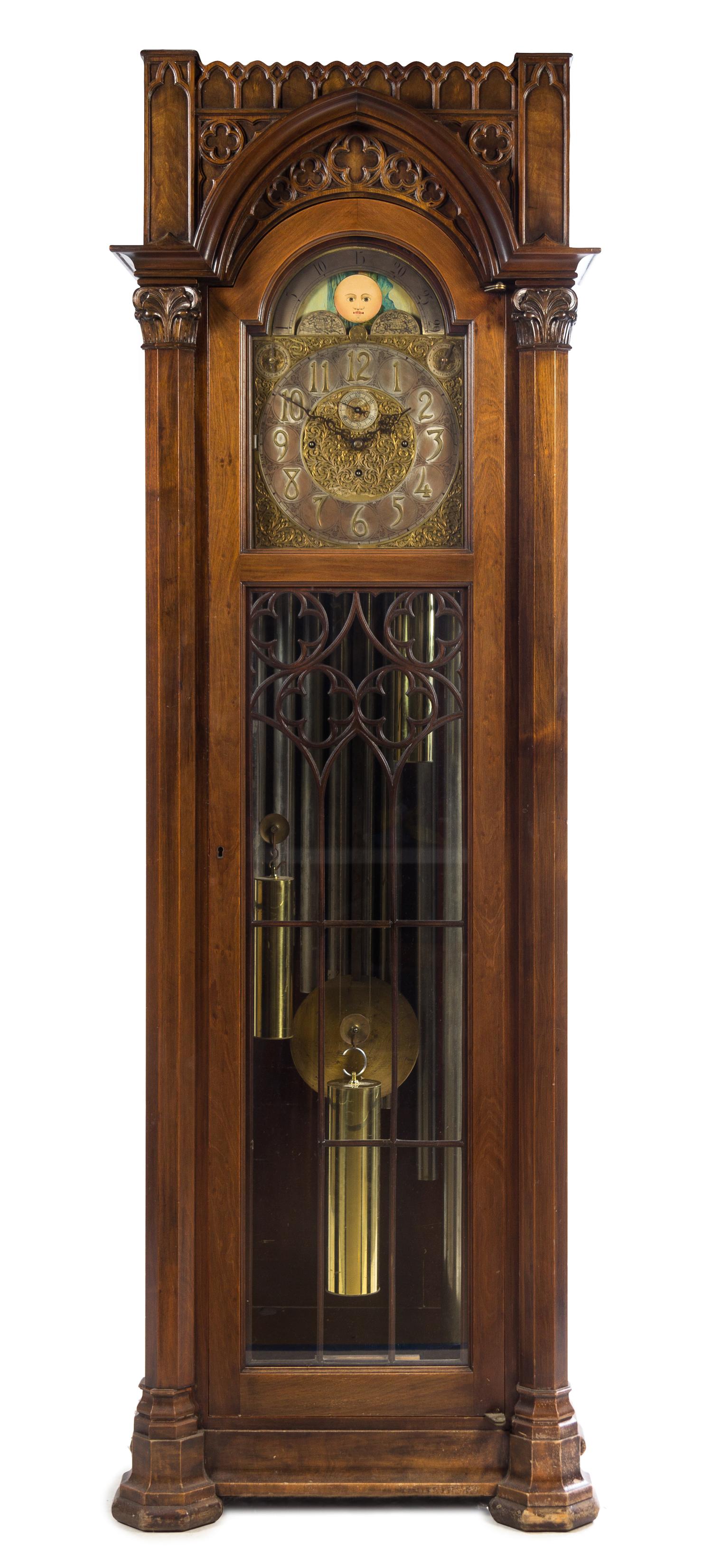 A German Gothic Revival Tall Case Clock Height 88 3/4 x width 29 1/4 x depth 17 3/4 inches. — WINTERHALDER & HOFMEIER, LATE 19TH/EARLY 20TH CENTURY
