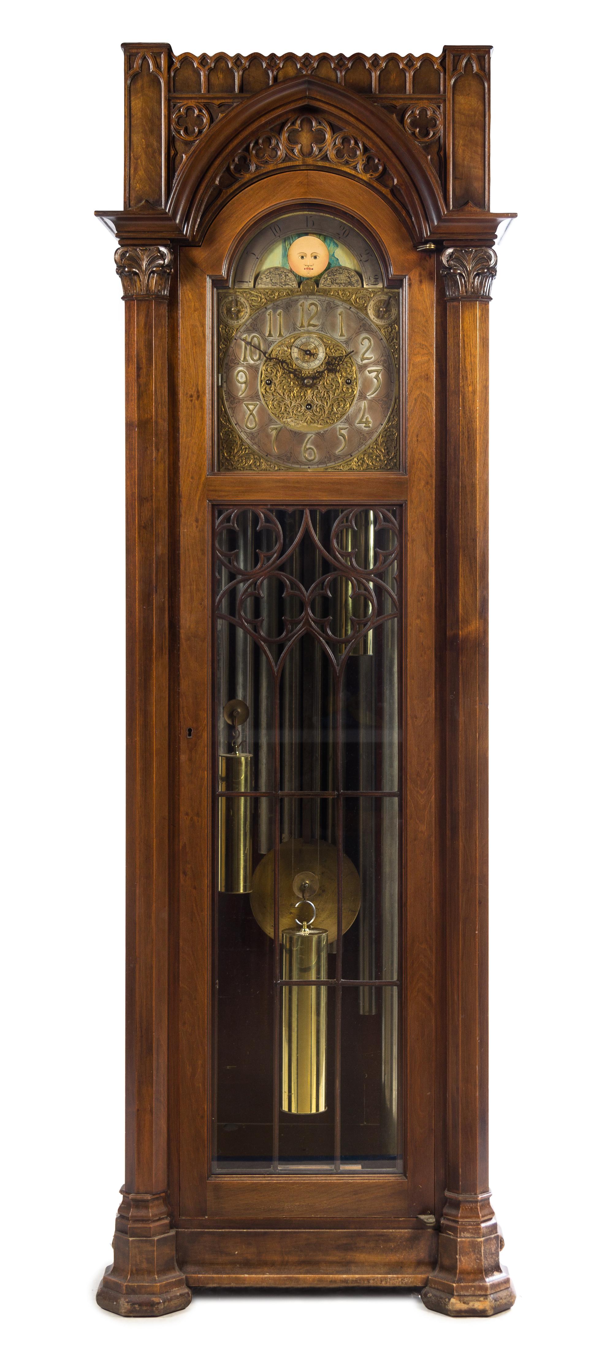 A German Gothic Revival Tall Case Clock Height 88 3/4 x width 29 1/4 x depth 17 3/4 inches. — WINTERHALDER & HOFMEIER, LATE 19TH/EARLY 20TH CENTURY