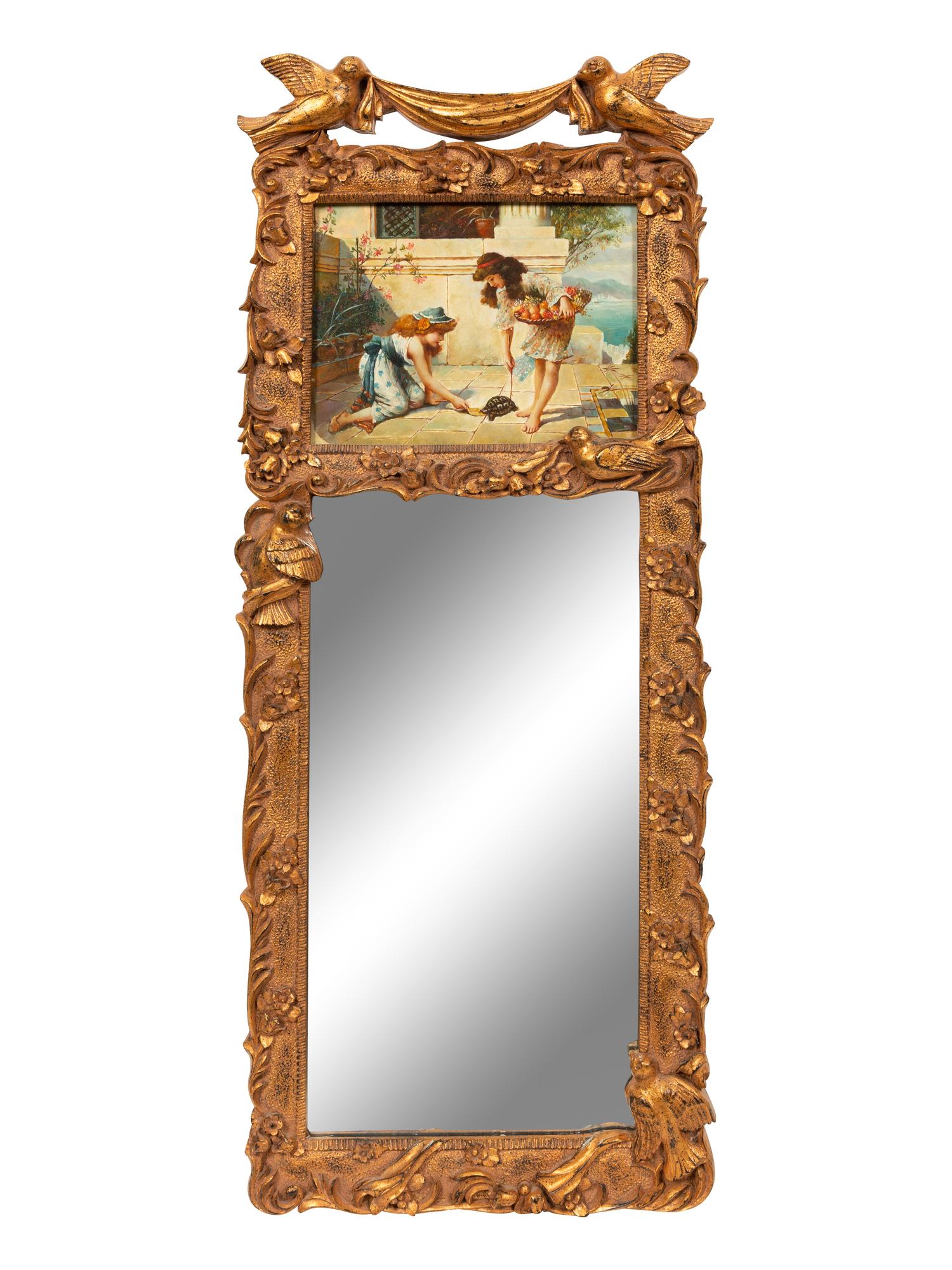 A Italian Giltwood Trumeau Mirror