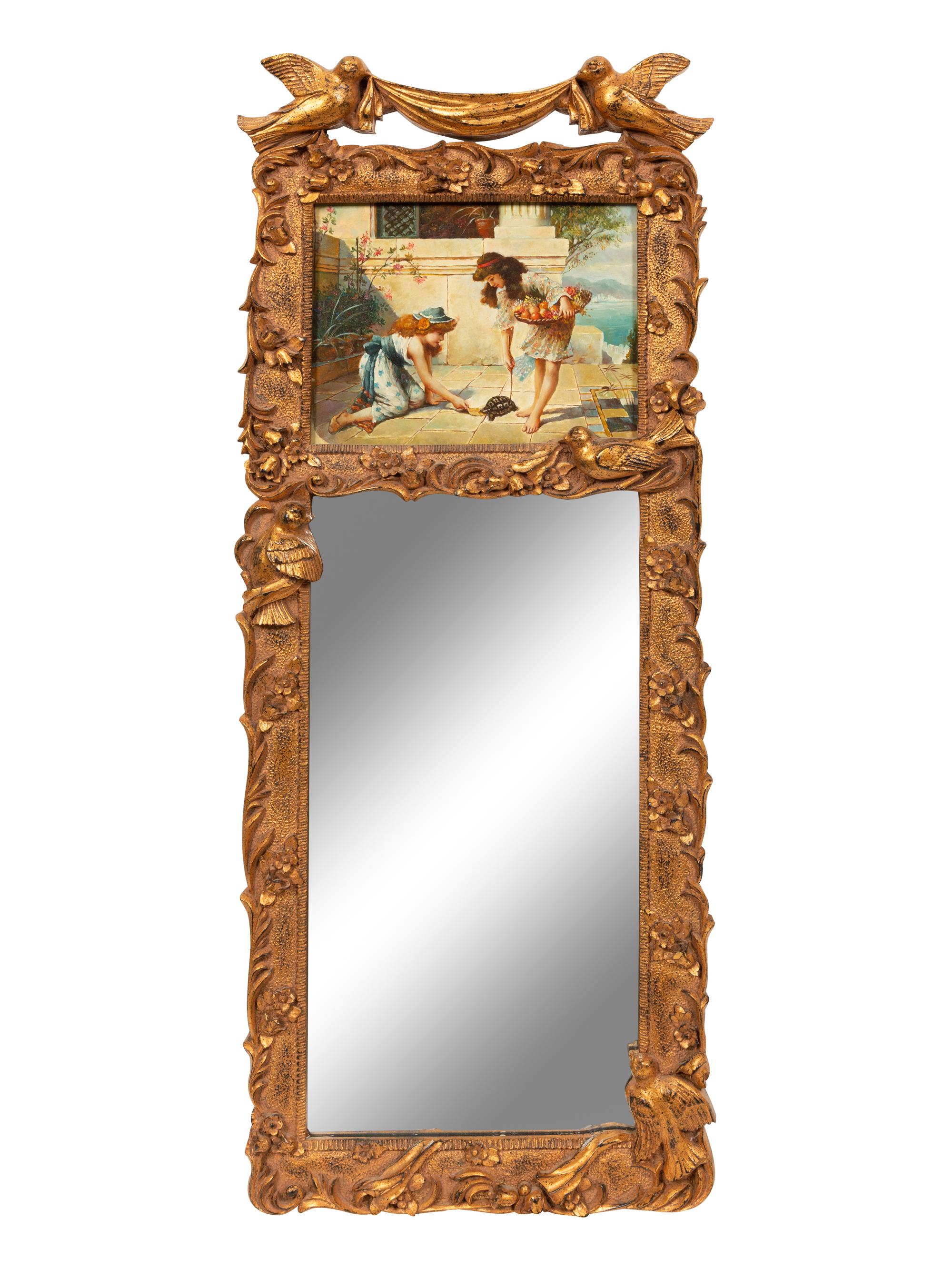 A Italian Giltwood Trumeau Mirror