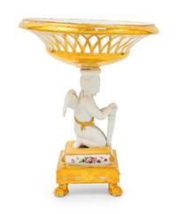 A Paris Porcelain Parcel Gilt Figural Basket