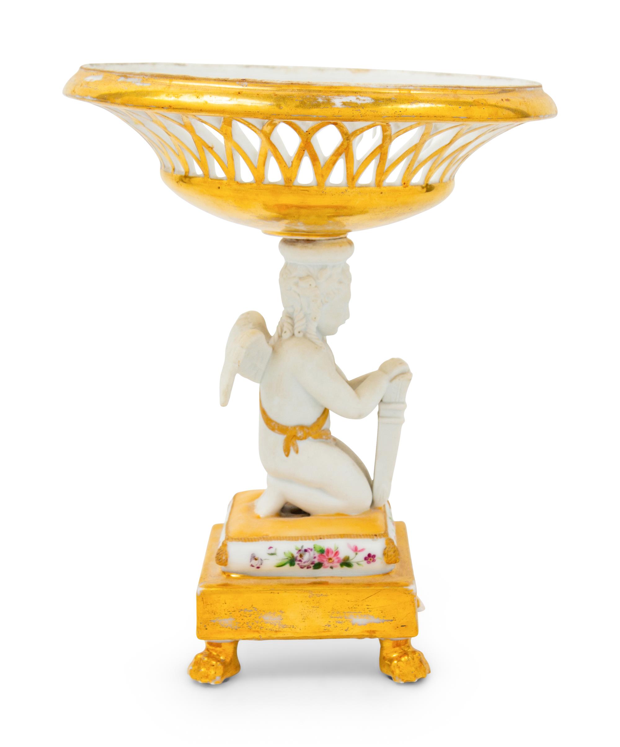 A Paris Porcelain Parcel Gilt Figural Basket