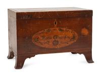 A Federal Stencil Decorated Mahogany Tea Caddy
