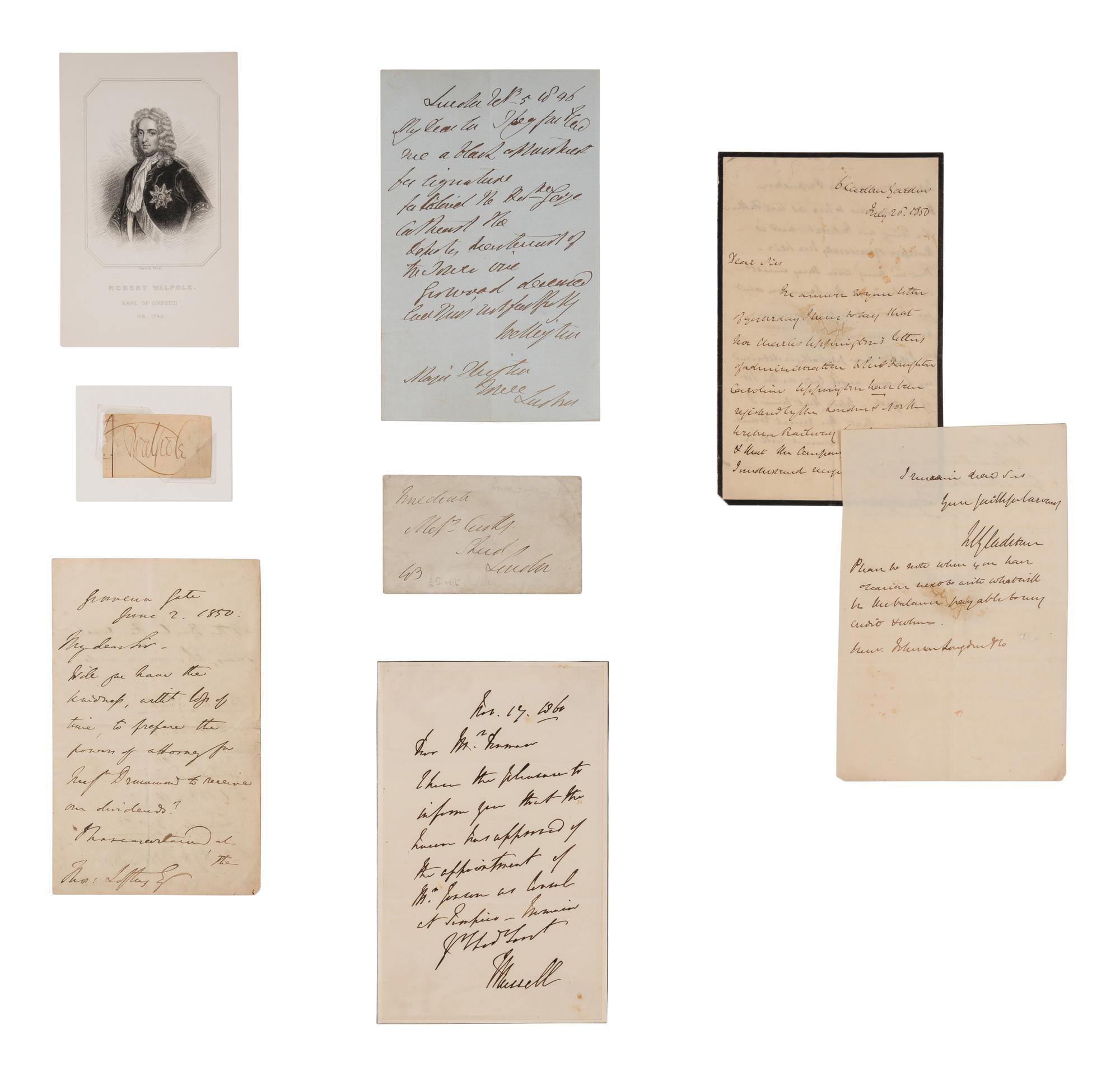 [BRITISH PRIME MINISTERS - PRE-20th CENTURY]. A group of approximately 10 works, including:
