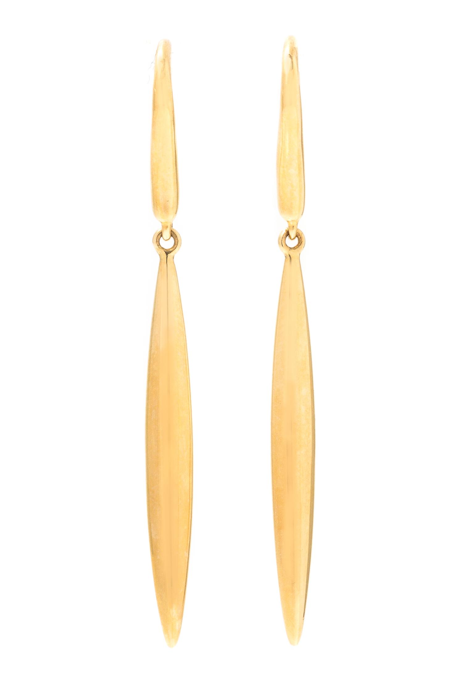 A Pair of 18 Karat Yellow Gold "Feather" Earrings, Tiffany & Co., 3.90 dwts.