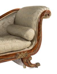 A Regency Brass Mounted and Grain-Painted Chaise Longue