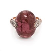 A 14 Karat Rose Gold, Tourmaline and Diamond Ring,