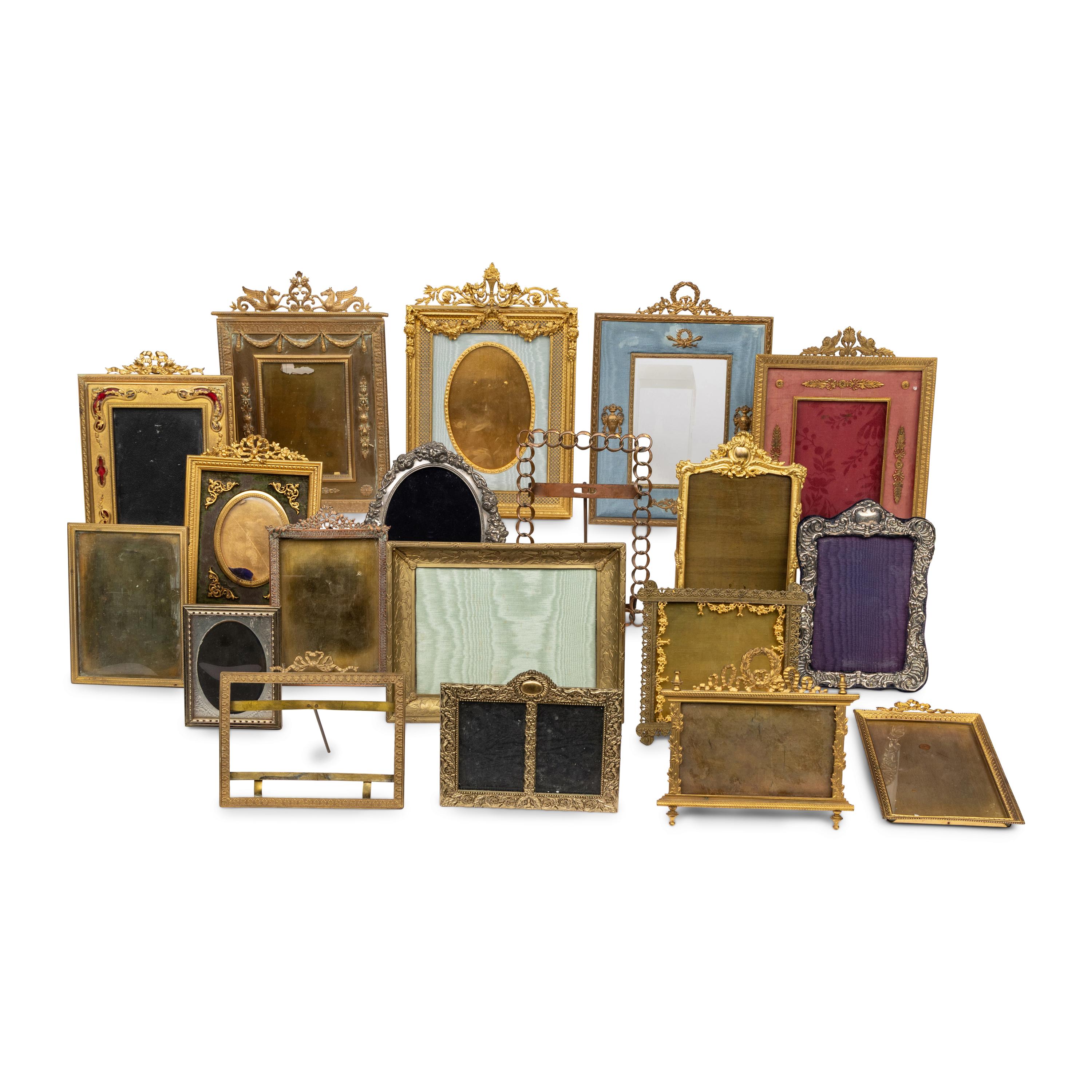 A Group of Twenty-Two Gilt Metal, Bronze and Silver-Plate Picture Frames