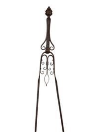 A Set of Continental Wrought Iron Fire Tools with a Pair of Tool Stands — 19TH CENTURY
