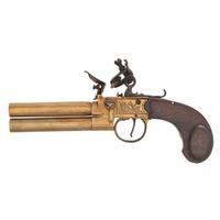 Brass Flintlock Double Barrel Tap Action Turn Off Pistol