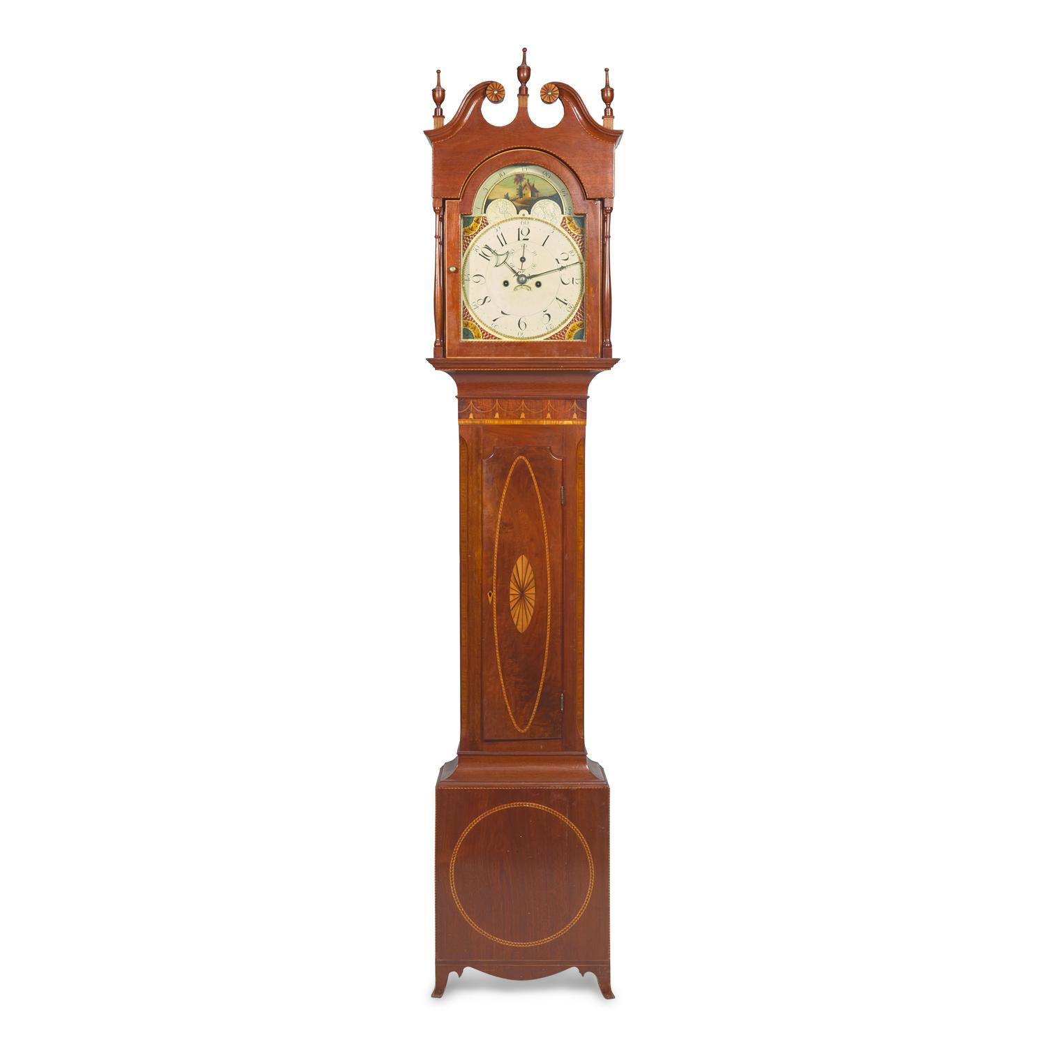 A Federal Inlaid Mahogany Tall Case Clock