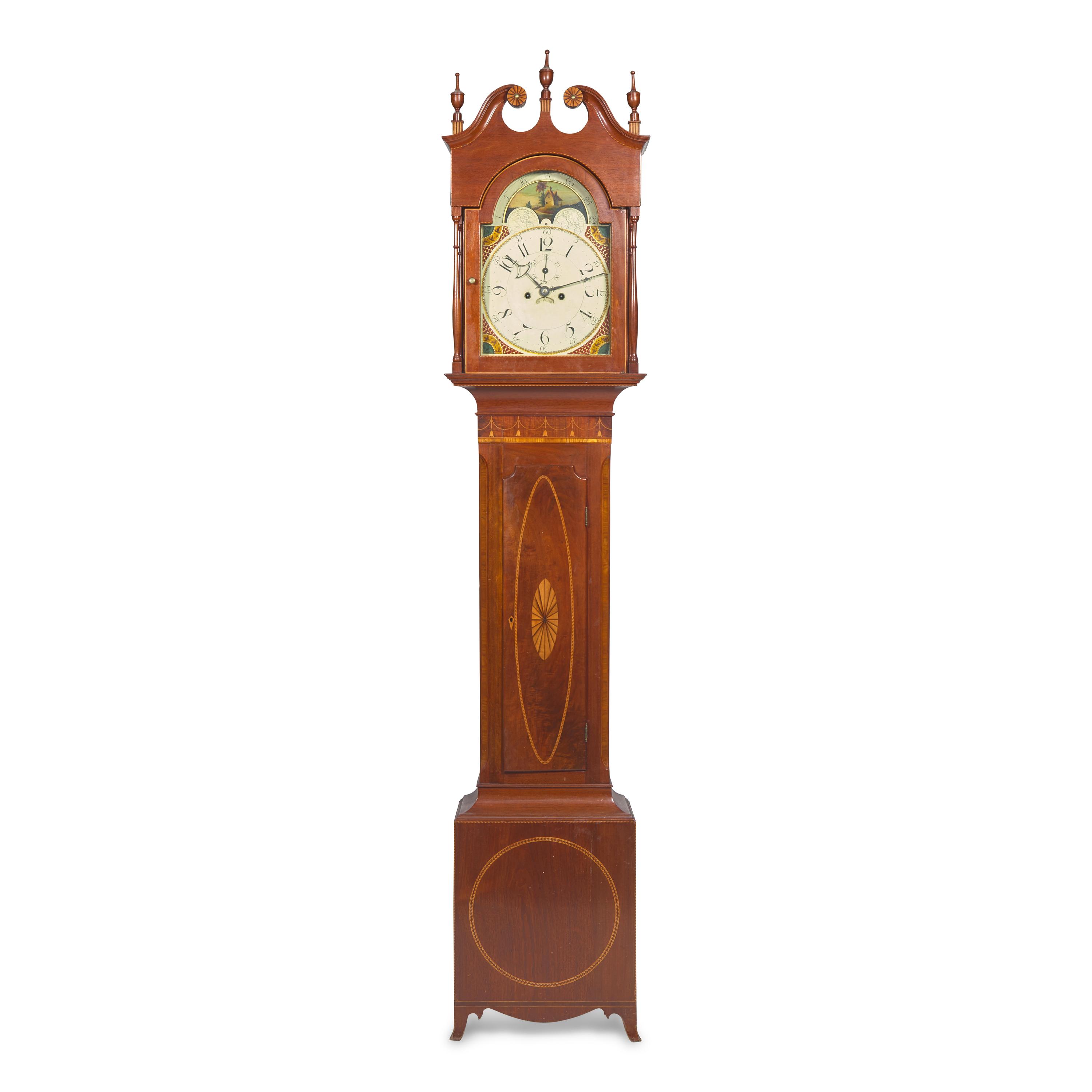 A Federal Inlaid Mahogany Tall Case Clock