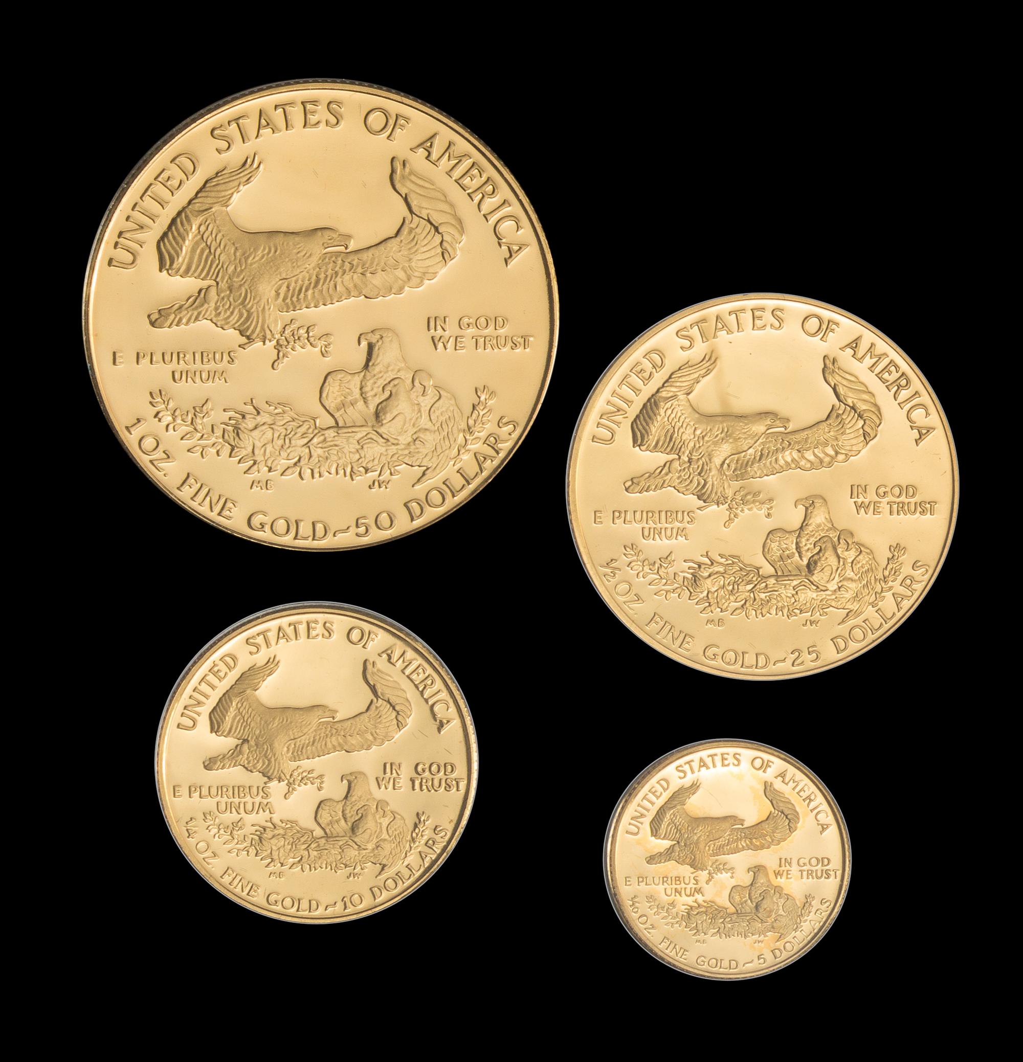 A United States 1988 Gold Eagle 4 Gold Coin Proof Set