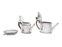 Two Hester Bateman George III Silver Teapots and a Teapot Stand