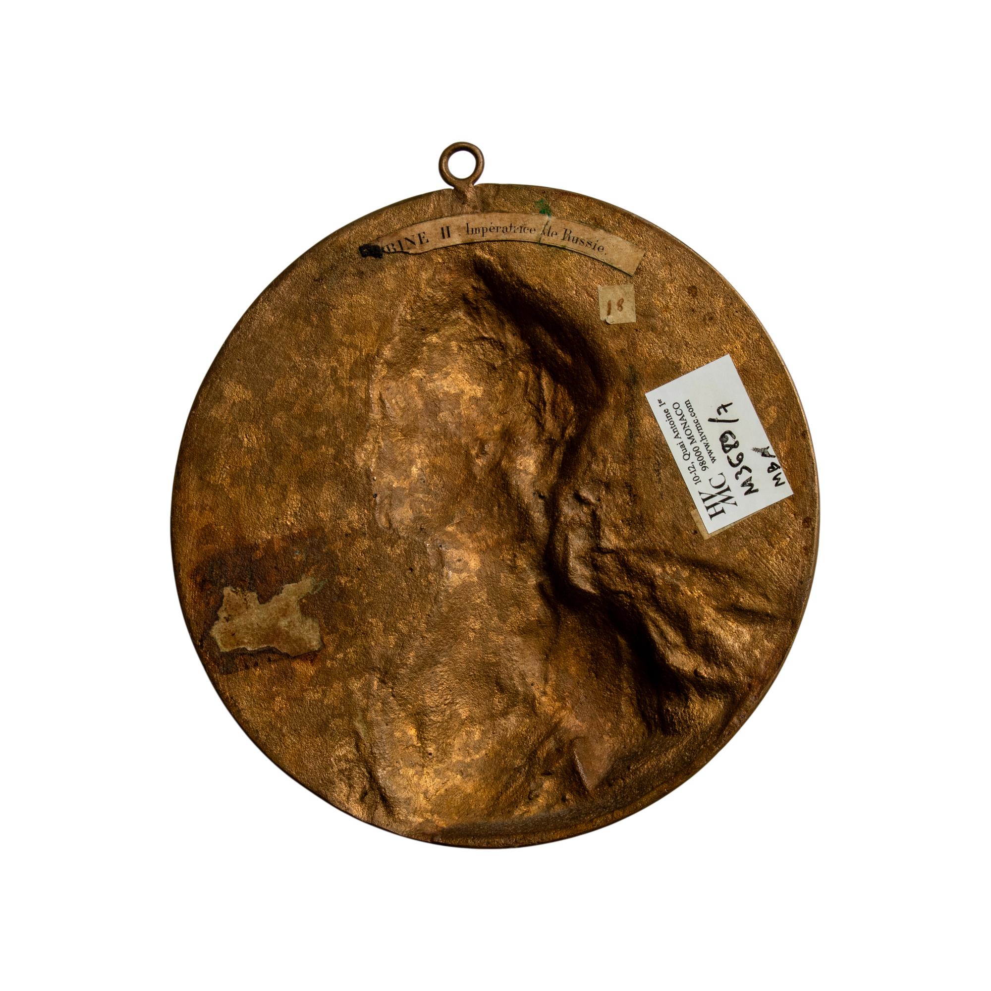 A Continental Bronze Profile Medallion of Catherine II of Russia