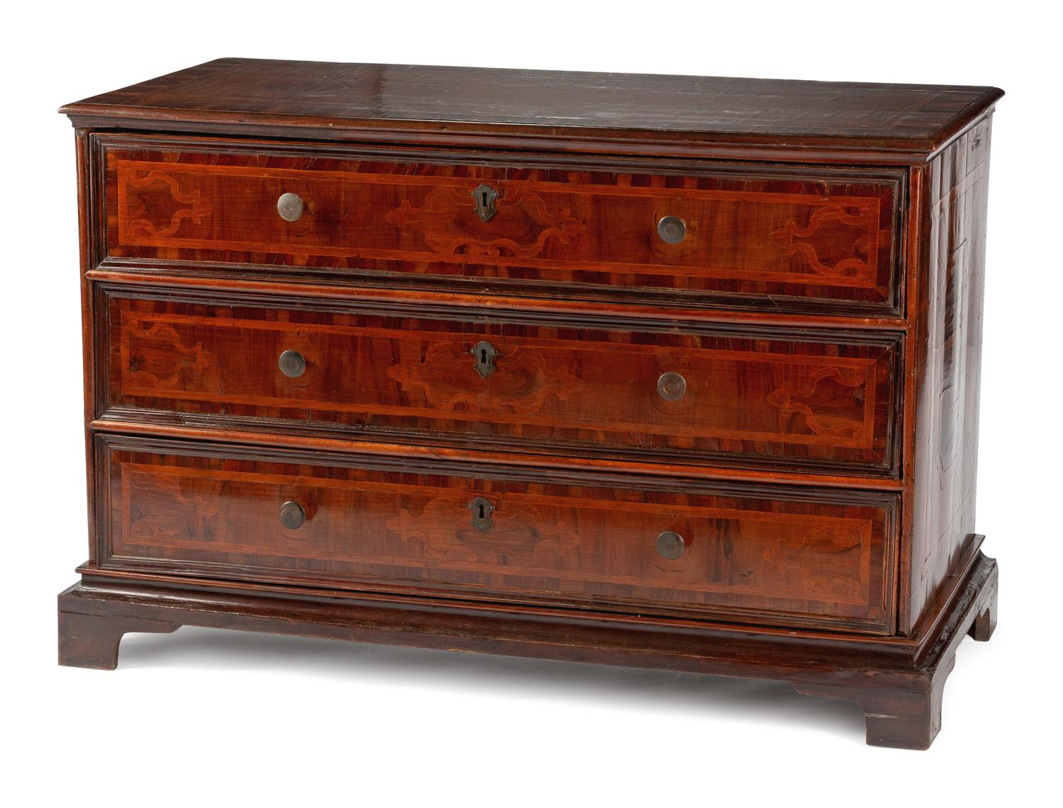 An Italian Marquetry and Walnut Chest of Drawers