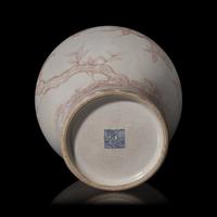 A Chinese Underglaze Red Decorated 'Peaches' Vase and A Pair of Famille Rose Vases 釉裡紅壽桃橄欖瓶一及粉彩花鳥圖瓶一對