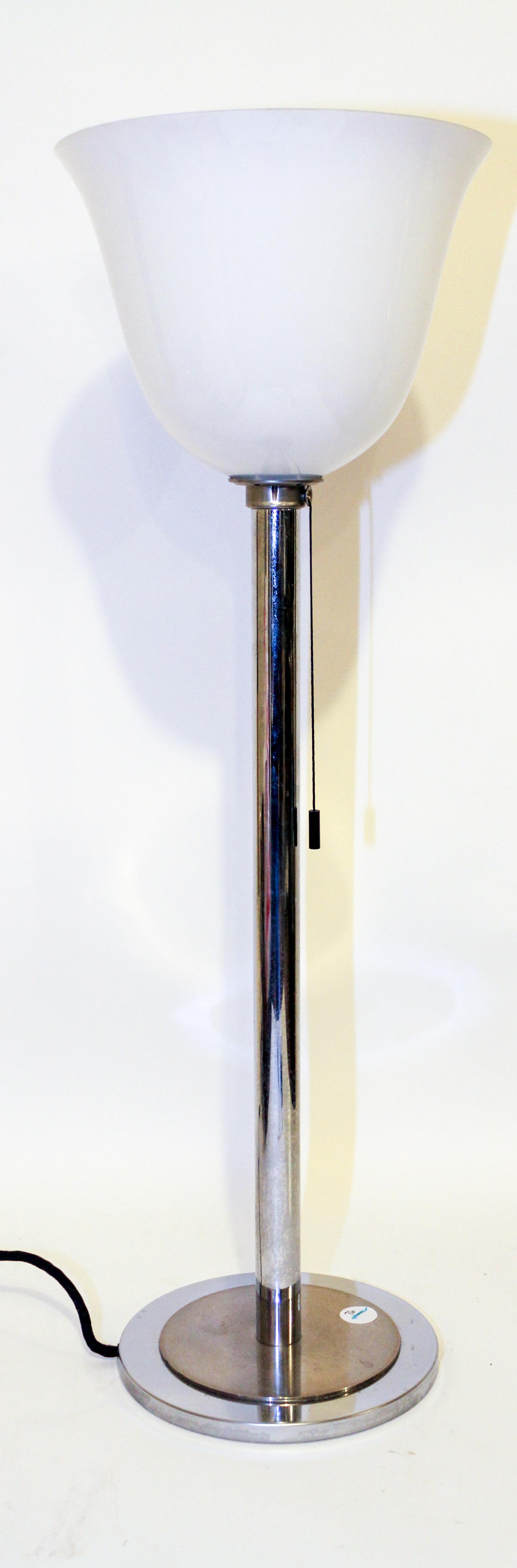 A Modern Chrome Lamp. Height 30 1/4 inches.