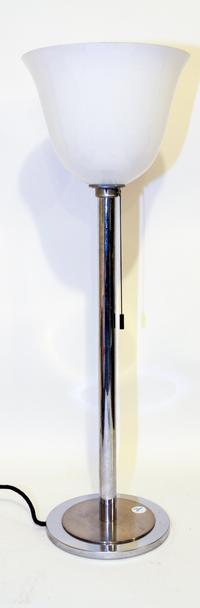 A Modern Chrome Lamp. Height 30 1/4 inches.