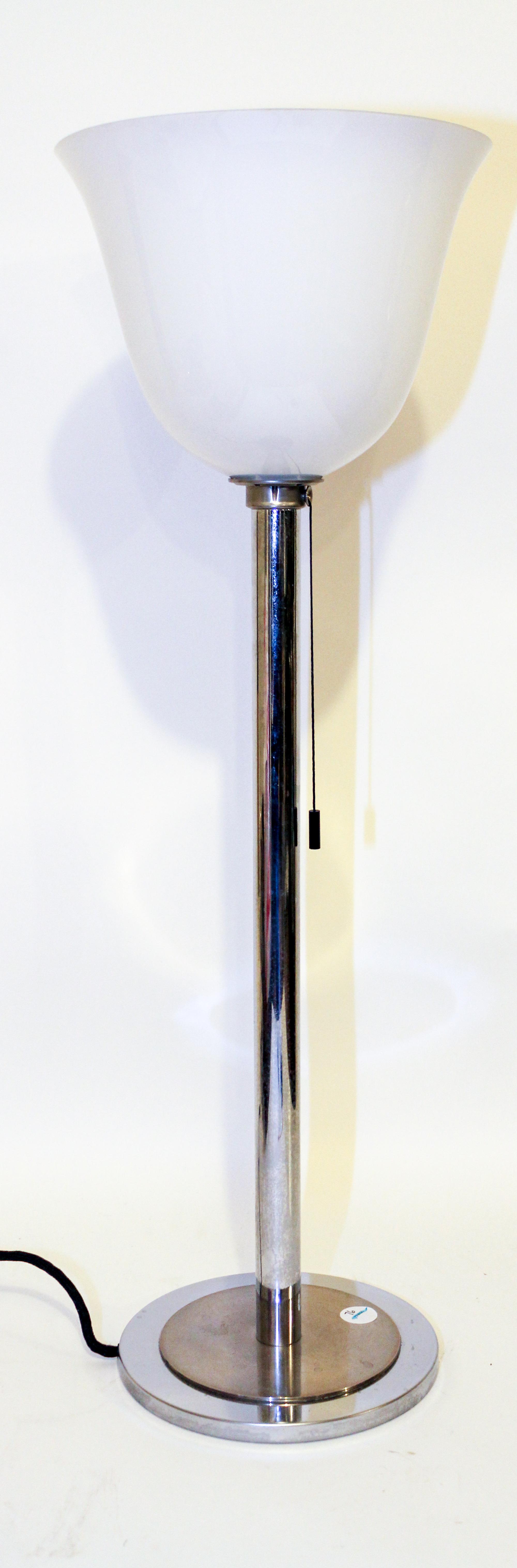 A Modern Chrome Lamp. Height 30 1/4 inches.